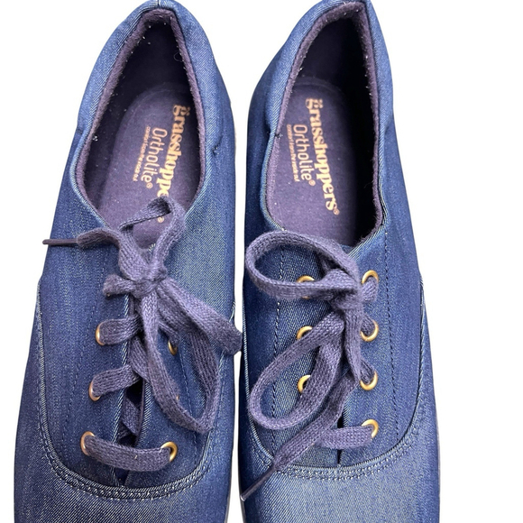 Grasshoppers Ortholite Navy Blue Canvas Sneakers Size 11M Comfort Walking Shoes - Picture 2 of 6